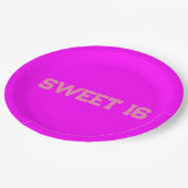 Sweet 16 Rosa Magenta Pappteller (Schrägansicht)