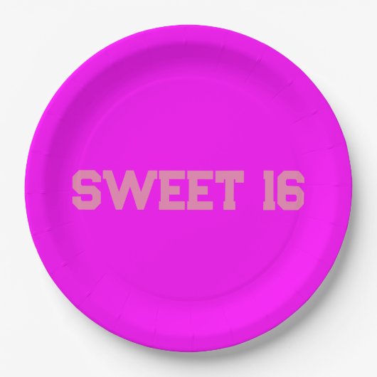 Sweet 16 Rosa Magenta Pappteller (Vorderseite)