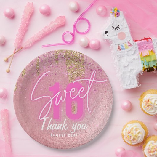 Sweet 16 Rosa Party Essen Abendessen Ware Personal Pappteller (Party)