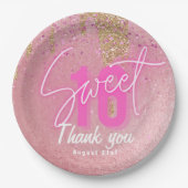 Sweet 16 Rosa Party Essen Abendessen Ware Personal Pappteller (Vorderseite)