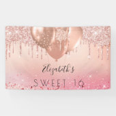 Sweet 16 Rosa Rosa Glitzer Ballons Banner (Horizontal)