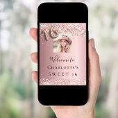 Sweet 16 Rosa Rosa Glitzer Foto willkommen Poster