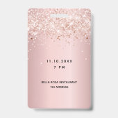 Sweet 16 Rosa Rosa Glitzer Staub Name vip Ausweis (Rückseite)