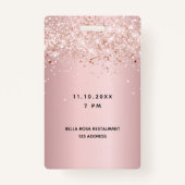 Sweet 16 Rosa Rosa Glitzer Staub Name vip Ausweis (Rückseite)