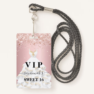 Sweet 16 Rosa Rosa Glitzer Staub Name vip Ausweis