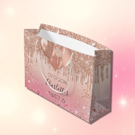 Sweet 16 Rosa Rosa Glitzer Tropfen Ballons Große Geschenktüte