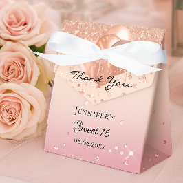 Sweet 16 Rosa Rosa Goldballons danke Geschenkschachtel