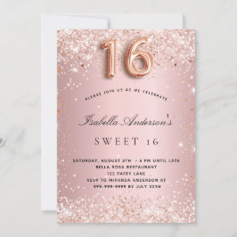 Sweet 16 Rosa Rosa Rosa Glitzer Staub Party Einladung
