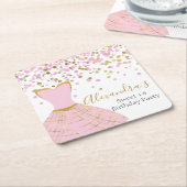 Sweet 16 Rosa und Gold Foil Dress Rechteckiger Pappuntersetzer (angewinkelt)