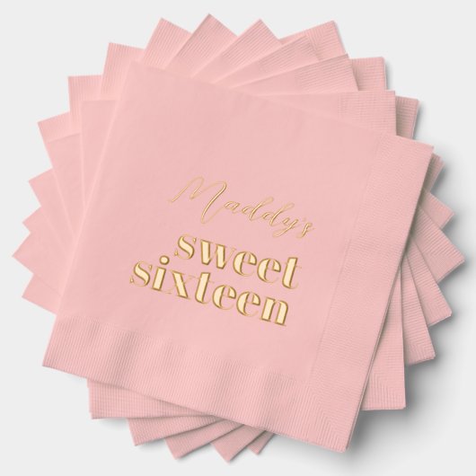 Sweet 16 Rosa und Gold Foil Stamps Servietten Mit Folie (Insitu (Gestapelt))