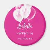 Sweet 16 rosa, weiße Ballons Party Magnet (Vorne)