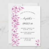 Sweet 16 rosa weiße Blume elegant Einladung (Vorderseite)