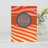 Sweet 16 rosa Zebrastreifen Einladung (Stehend Vorderseite)