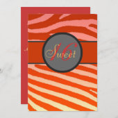 Sweet 16 rosa Zebrastreifen Einladung (Vorne/Hinten)