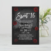 Sweet 16 Rose Blume & Thorn Fairy Castle Dark Einladung (Stehend Vorderseite)