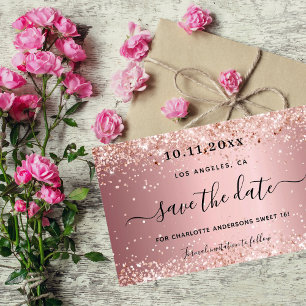 Sweet 16 rosé-farbenes Save-the-Date-Kärtchen