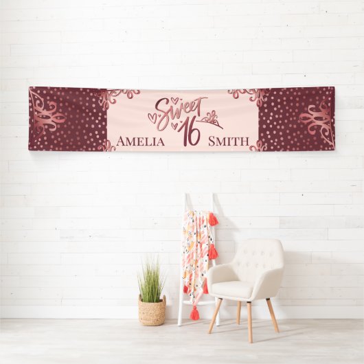 Sweet 16 Rose Gold Banner (Insitu)