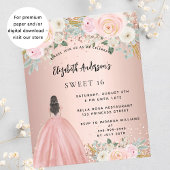 Sweet 16 Rose Gold Blume Kleid Budget Einladung