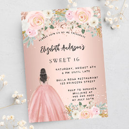 Sweet 16 Rose Gold Blume kleiden Luxus Einladung