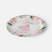 Sweet 16 Rose Gold Blush Blumenkleid Pappteller (Schrägansicht)