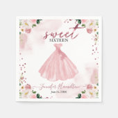 Sweet 16 Rose Gold Blush Blumenkleid Serviette (Vorderseite)