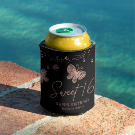 Sweet 16 Rose Gold Butterfly Chic Modern Geburtsta Dosenkühler