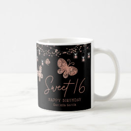 Sweet 16 Rose Gold Butterfly Chic Modern Geburtsta Kaffeetasse