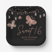 Sweet 16 Rose Gold Butterfly Chic Modern Geburtsta Pappteller (Vorderseite)