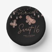 Sweet 16 Rose Gold Butterfly Chic Modern Geburtsta Pappteller (Vorderseite)