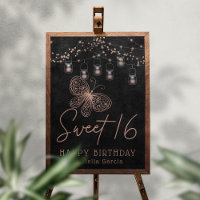 Sweet 16 Rose Gold Butterfly Chic Modern Geburtsta