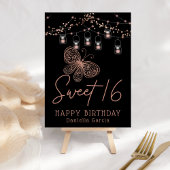 Sweet 16 Rose Gold Butterfly Chic Modern Geburtsta Poster