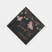 Sweet 16 Rose Gold Butterfly Chic Modern Geburtsta Serviette (Ecke)