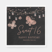 Sweet 16 Rose Gold Butterfly Chic Modern Geburtsta Serviette (Vorderseite)