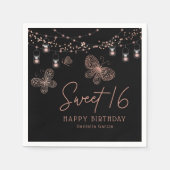 Sweet 16 Rose Gold Butterfly Chic Modern Geburtsta Serviette (Vorderseite)