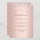 Sweet 16 Rose Gold Diamantsprinkle Einladung (Vorne/Hinten)