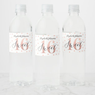Sweet 16 Rose Gold Foil Wasserflaschenetikett
