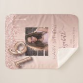 Sweet 16 Rose Gold Foto Glitzer Rosa Freunde Sherpadecke (Vorderseite (Horizontal))