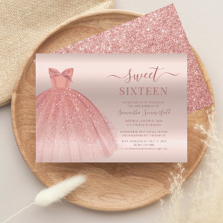 Sweet 16 Rose Gold Glam 16. Geburtstagsparty Einladung
