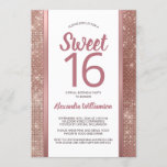 Sweet 16 Rose Gold Glam Chic Virtual 16. Geburtsta Einladung<br><div class="desc">Dieses trendige und einzigartige Girly Glassm-Design enthält die Worte "Bitte schließen Sie sich uns für eine Sweet 16 Virtual Birthday Party zu Ehren" in Rose Gold Schwarz Rosa und Schwarz in beliebten Sans Serif und Schrift Typografie mit einem handgeschriebenen Look, gefolgt von einem individuellen Namen und Party Details, sodass Sie...</div>