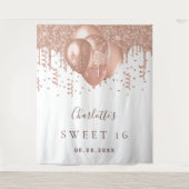 Sweet 16 Rose Gold Glitzer Ballons Monogramm 16. Wandteppich (Vorderseite)