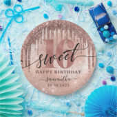 Sweet 16 Rose Gold Glitzer & Foil Pappteller (Party)