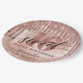 Sweet 16 Rose Gold Glitzer & Foil Pappteller (Schrägansicht)