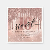 Sweet 16 Rose Gold Glitzer & Foil Serviette (Vorderseite)