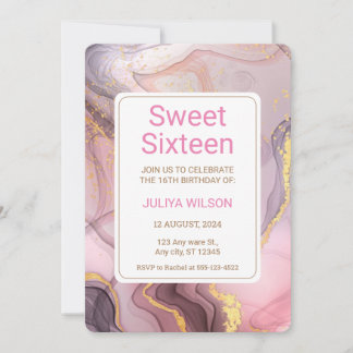 Sweet 16 Rose Gold Glitzer Girls Geburtstagsparty Einladung