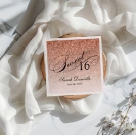 Sweet 16 Rose Gold Glitzer Glam Personalisiert Serviette