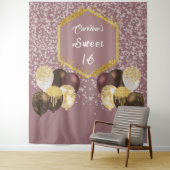 Sweet 16 Rose Gold Glitzer & Glitzer Party Ballon Wandteppich (Beispiel)