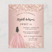 Sweet 16 Rose Gold Glitzer Kleid Einladung Flyer (Vorne)
