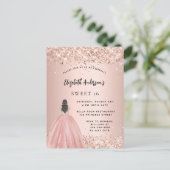 Sweet 16 Rose Gold Glitzer Kleid Party Einladungspostkarte (Stehend Vorderseite)