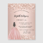 Sweet 16 Rose Gold Glitzer Luxus Magneteinladung (Vorderseite)