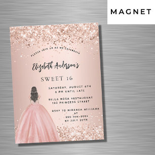 Sweet 16 Rose Gold Glitzer Luxus Magneteinladung